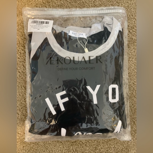 Ekouaer Long Sleeve Nightgown L | Soft Calf-Length Sleepwear Pajama Dress NWT - Picture 14 of 14